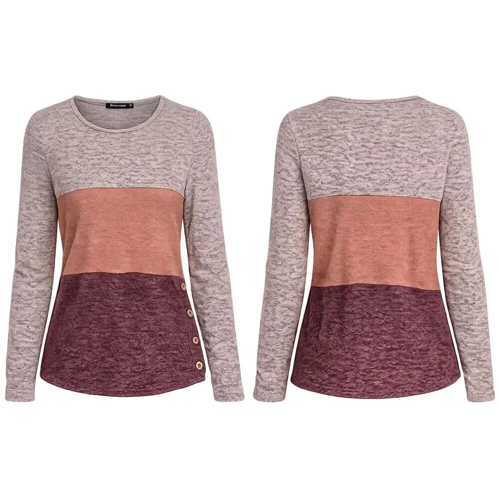 Pink Clover Colorblock Long Sleeve Knit Top Womens Medium Boho Casual